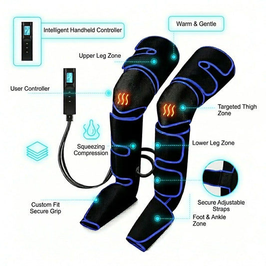 Air Compression Leg Massager – Electric Sequential Leg Massage Device for Circulation & Recovery
