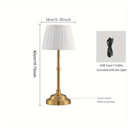 Table Lamp Cordless Rechargeable Brass LED Touch Dimmable
