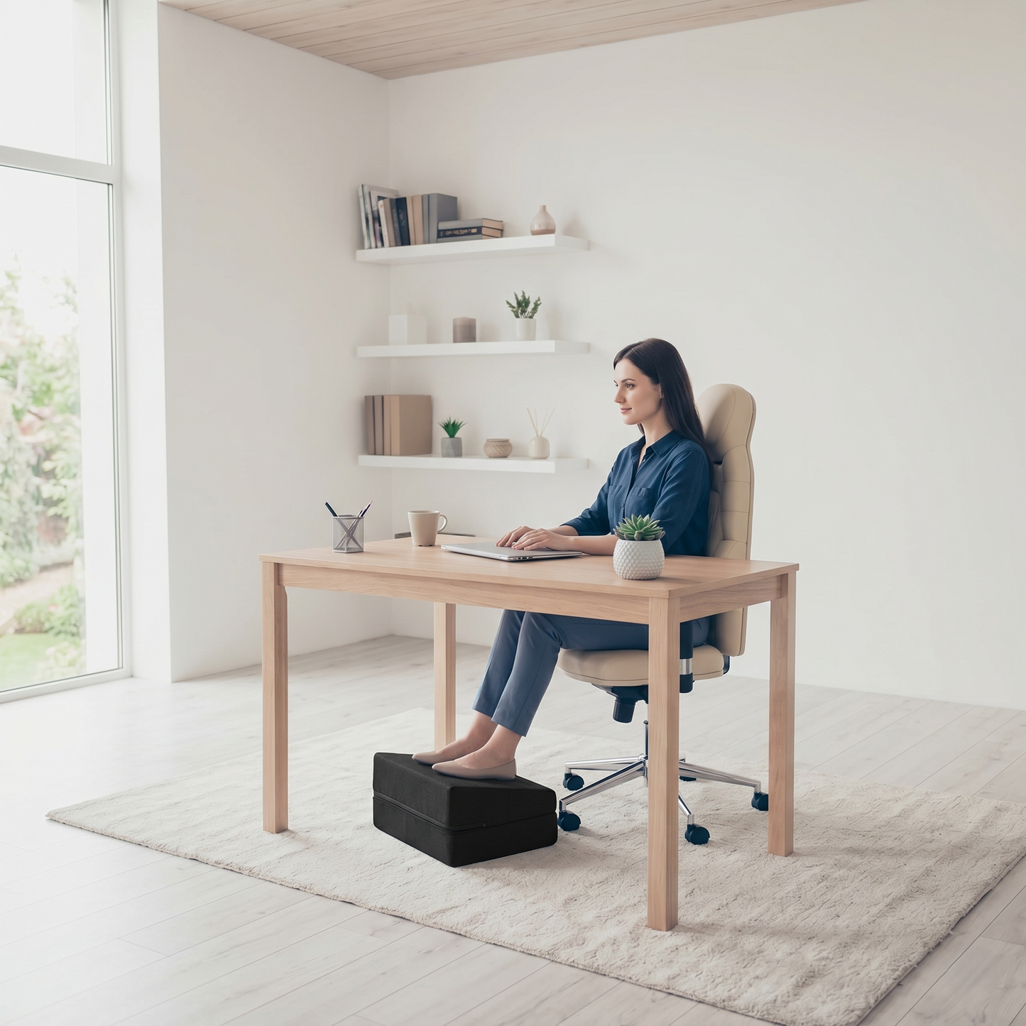 2-in-1 Adjustable Ergonomic Foot Rest – 3 Height Levels for Posture & Desk Comfort