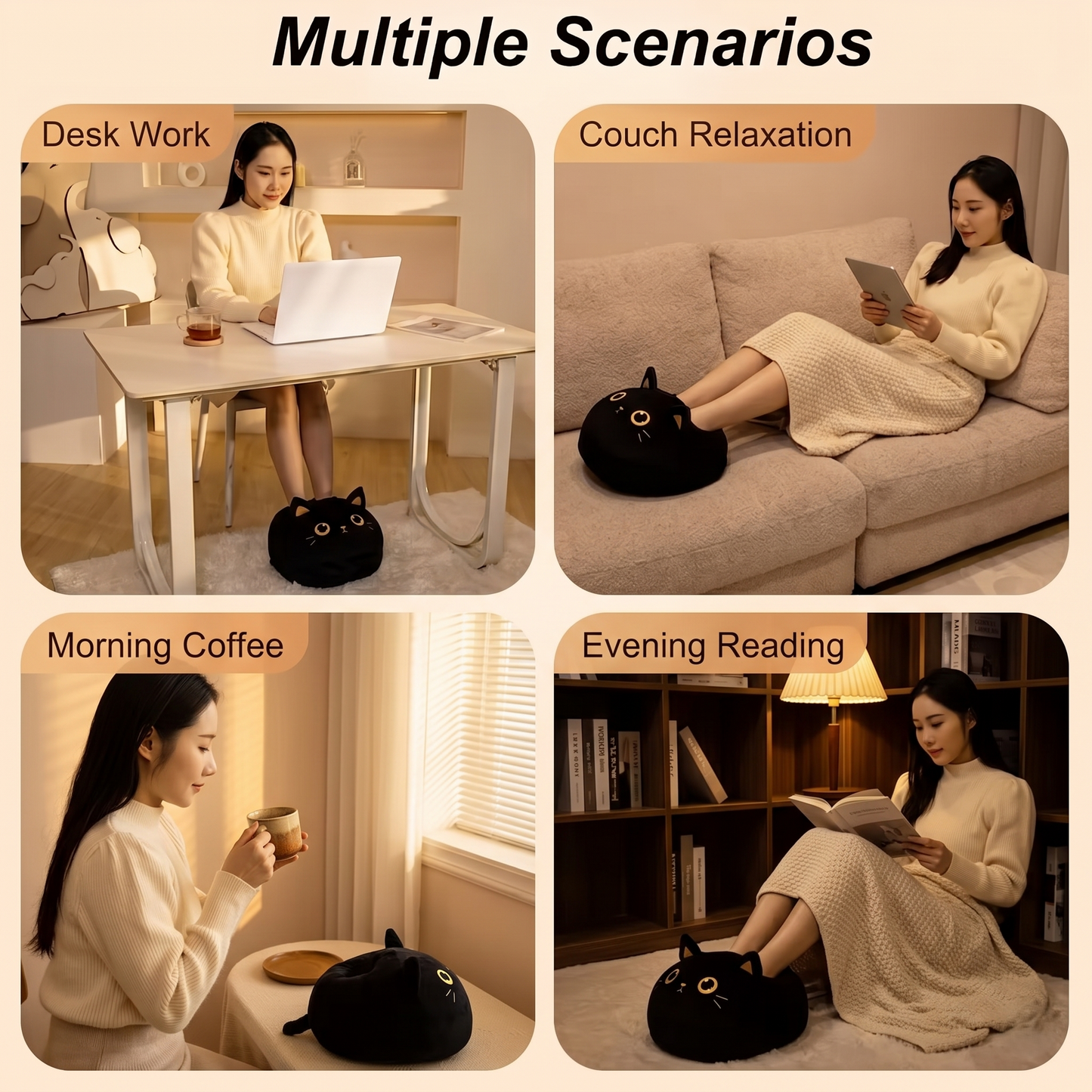 Cat Themed Heated Foot Warmer & Massager for Everyday Comfort