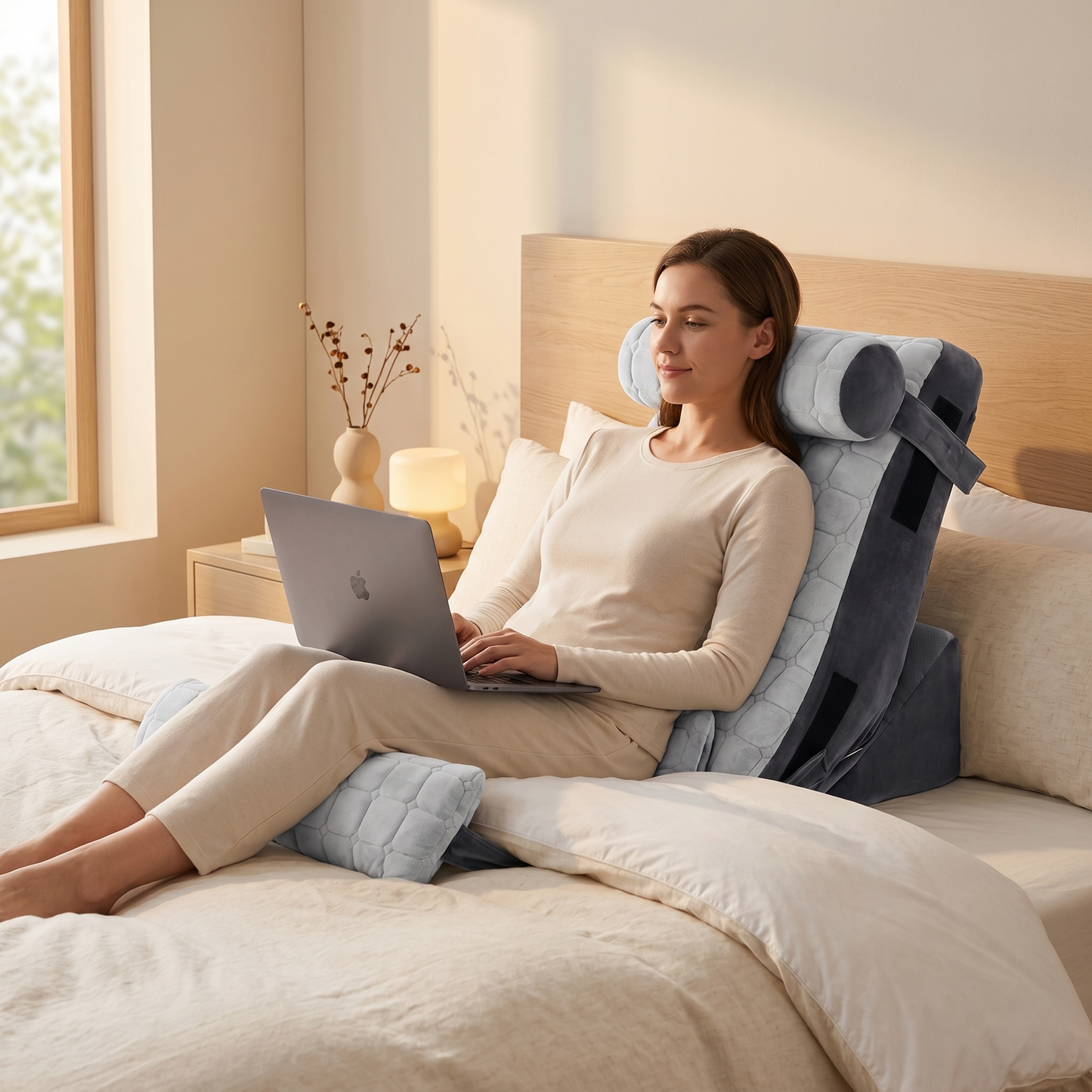 Adjustable Bed Back Support Cushion – Ergonomic Wedge Pillow for Sitting, Reading & Relaxing Comfort