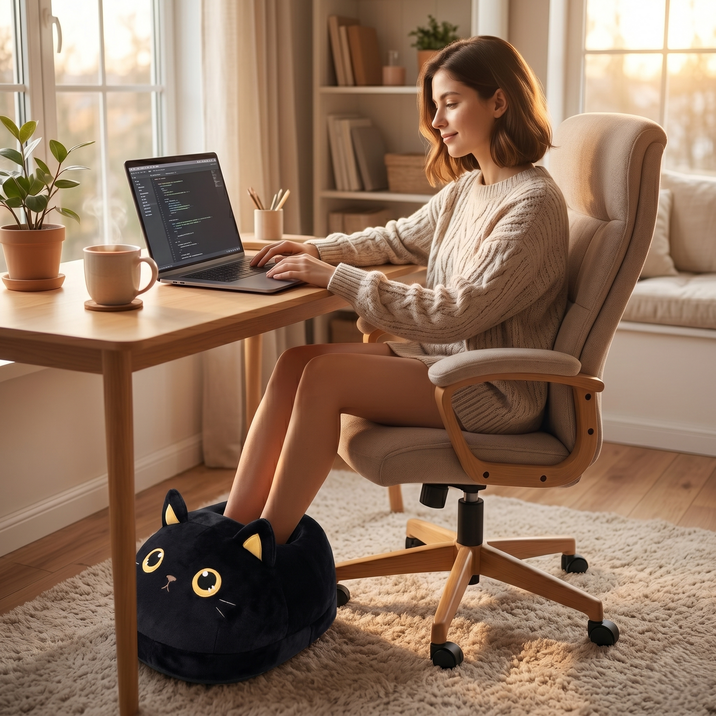 Cat Themed Heated Foot Warmer & Massager for Everyday Comfort