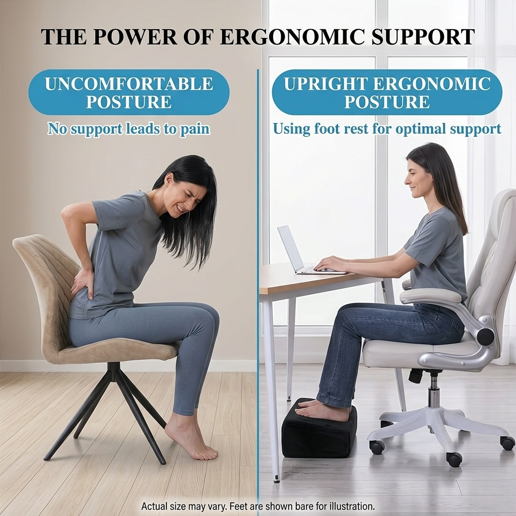 2-in-1 Adjustable Ergonomic Foot Rest – 3 Height Levels for Posture & Desk Comfort