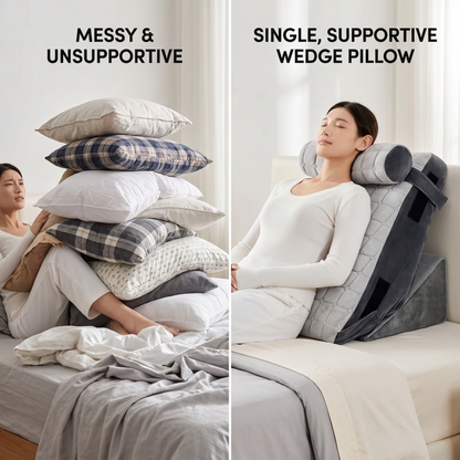 Adjustable Bed Back Support Cushion – Ergonomic Wedge Pillow for Sitting, Reading & Relaxing Comfort