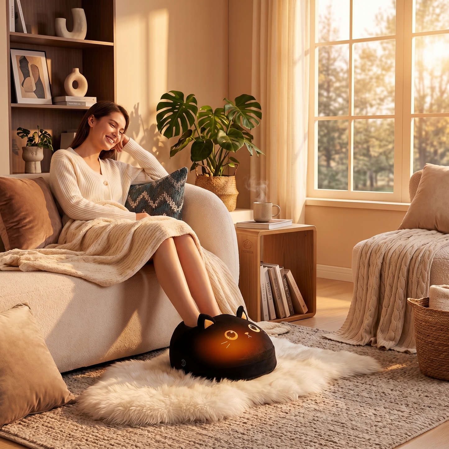 Cat Themed Heated Foot Warmer & Massager for Everyday Comfort