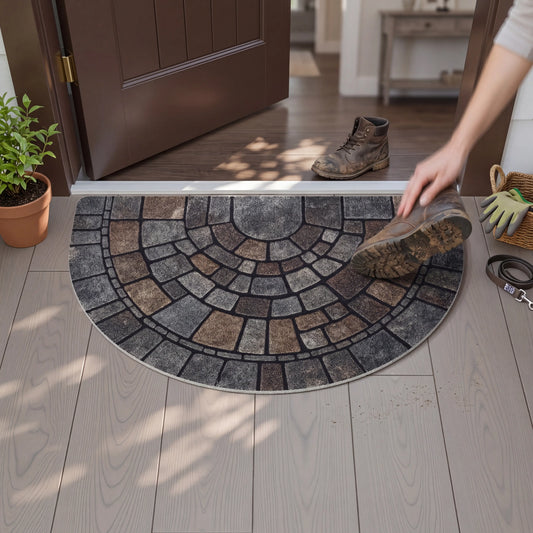 Half-Circle Mosaic Door Mat